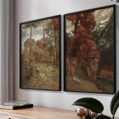 «Vintage Landscape XXV», impression giclée sur cadre - ensemble de 2