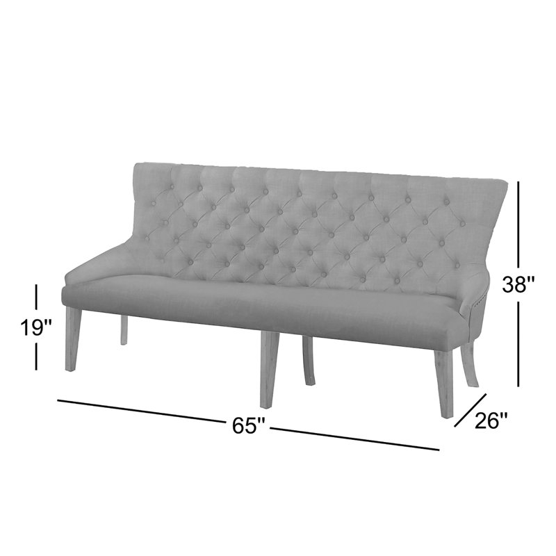 Banc de salle à manger rembourré Aala, Gris