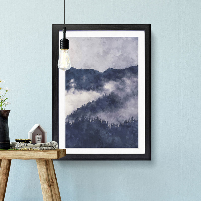 Waxing Moon over the Forest - Picture Frame Painting Print, 87cm H x 62cm W x 2cm D, Black Framed