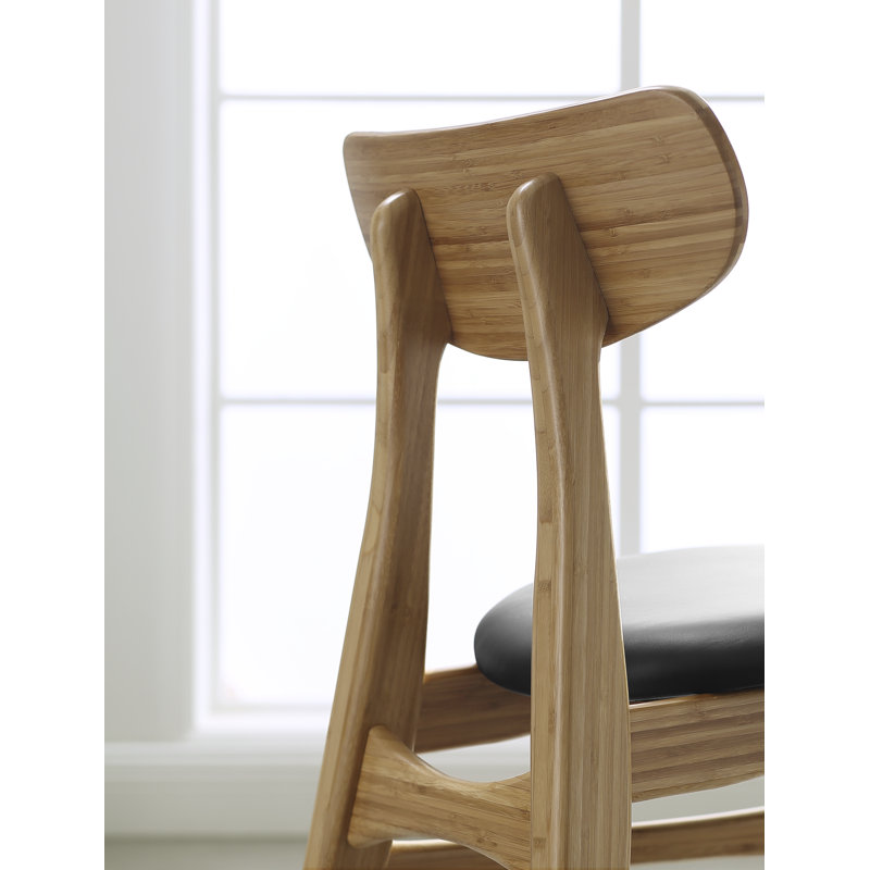 Ayela Solid Wood Side Chair, Brown, Leather 