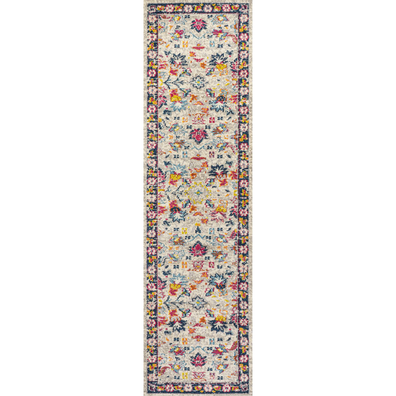 Modern Persian Boho Floral Beige/Multi Rug, Runner 2'3" x 8'