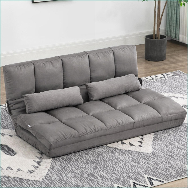 Fauteuil convertible Lazy - fauteuil convertible avec dossier / appui-tête réglable + 2 coussins | Gris foncé | Polyester