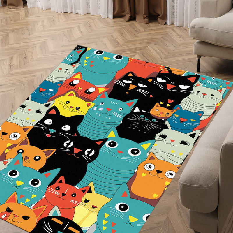 Exquisite Non-Woven Thin Type Printed Rug Featuring a Detailed Floral Motif for an Elegant Touch to Your Home Decor