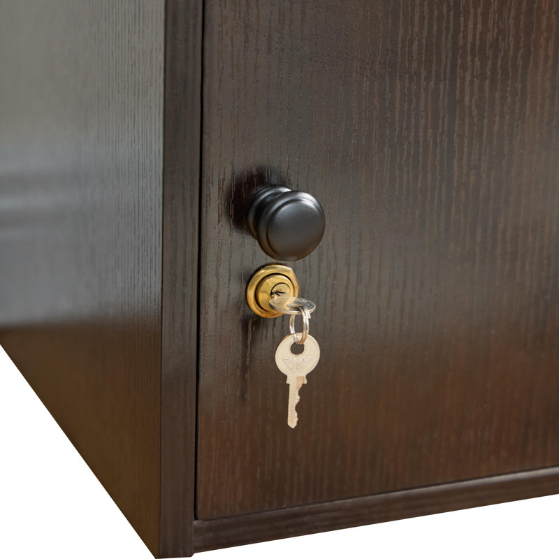 Armoire de rangement Joma, 2 portes avec serrure en métal, rouge cacao, 23 po