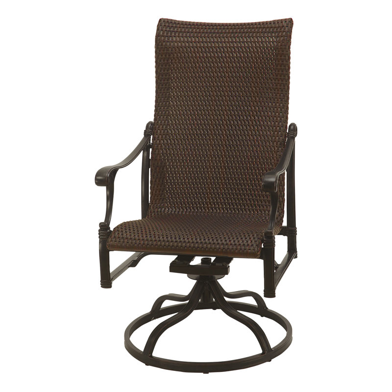 Michigan Woven High Back Swivel Rocking Dining Chair, Chestnut, Vintage