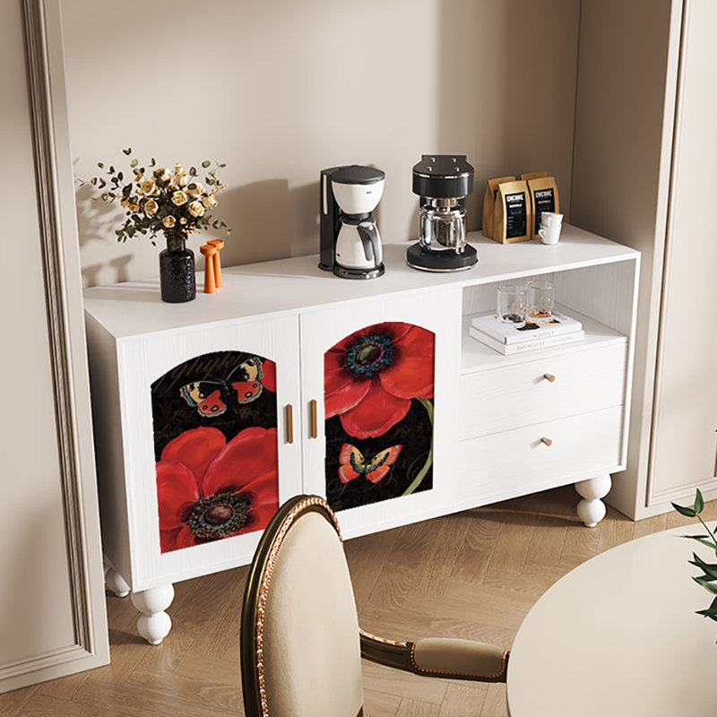 Buffet 59,1 po grande capacité, Blanc/rouge