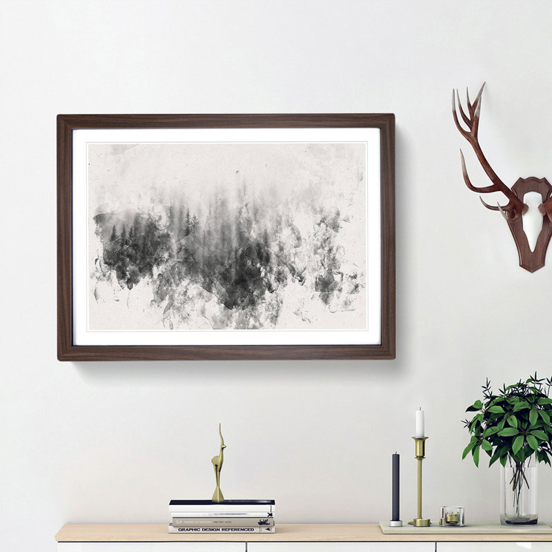 Moody Forest in Misurina Italy - Picture Frame Graphic Art Print, 27cm H x 36cm W x 2cm D, Walnut Framed