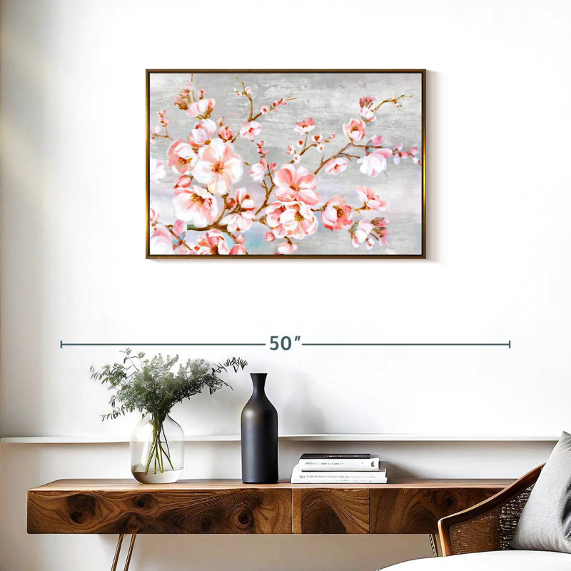 Fleurs de cerisier au printemps, Cadre flottant doré, 31 po x 21 po