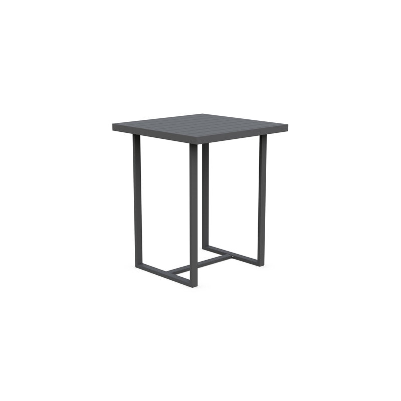 Pavia Power Coated Aluminum Bar Table, Matte Charcoal, 35.23" W x 35.23" L x  42.13" H