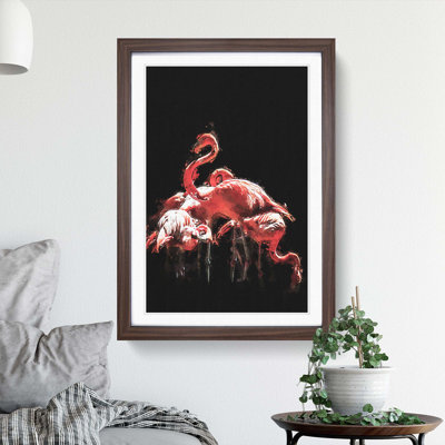 Pink Flamingos in Abstract - Framed Print