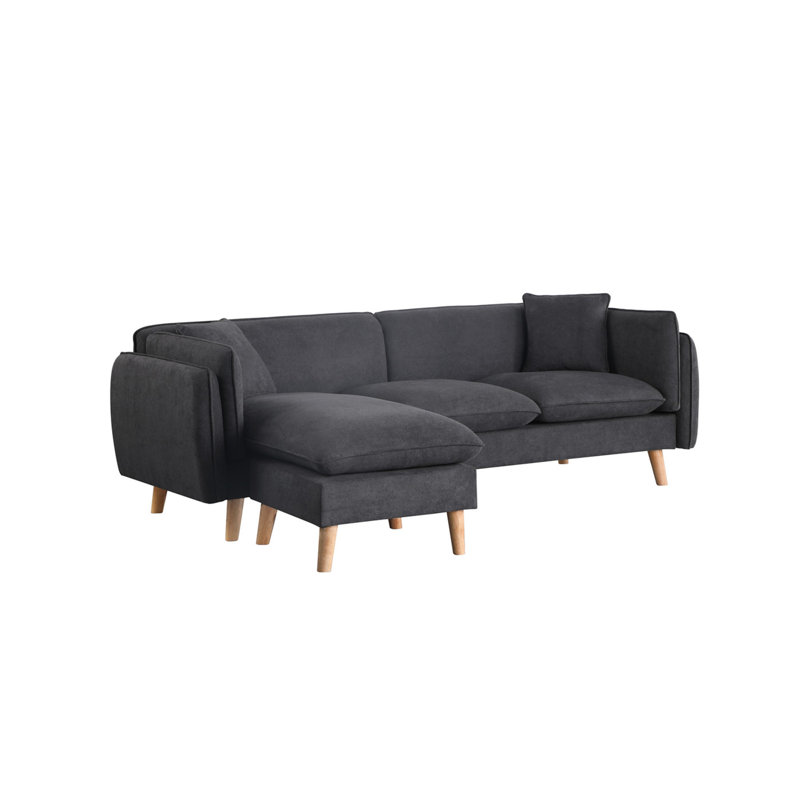 Dark Gray Fabric Sectional Sofa Chaise