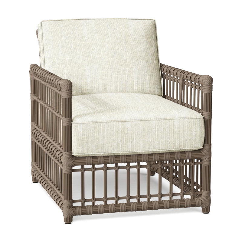 Newport Arm Chair with Cushions, No Welt, Rollo Cream, Newport #66 Burlap