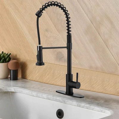 Robinet de cuisine rétractable à poignée simple avec accessoires
