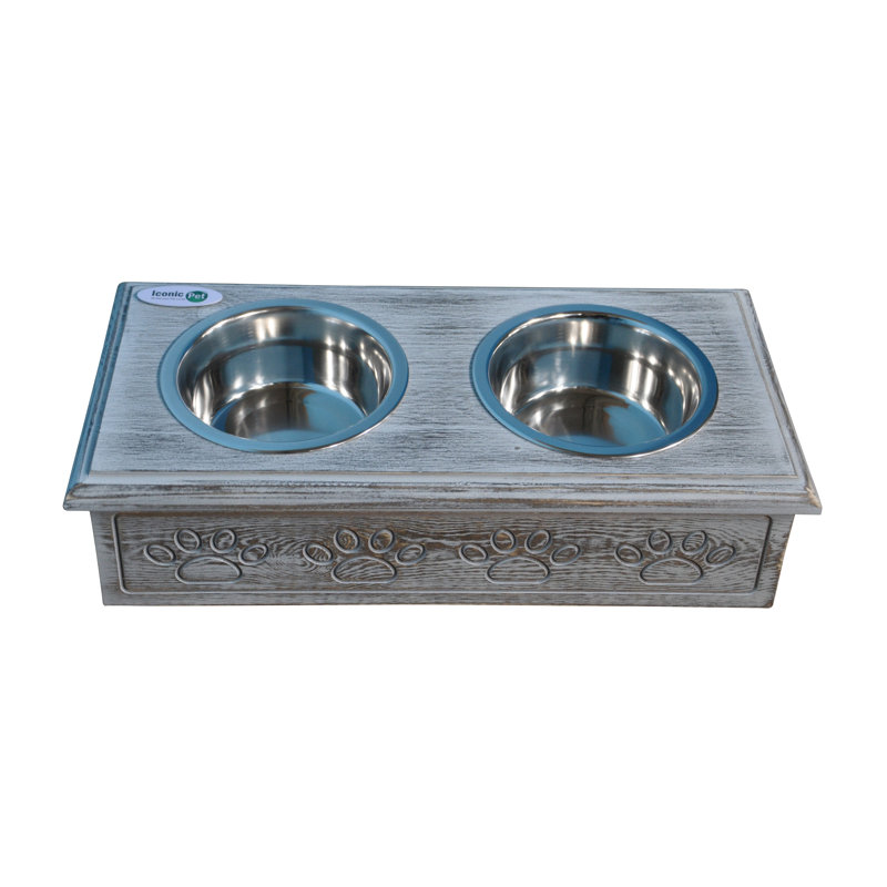 Sassy Paws Anti-Skid Elevated Feeder, Antique Gray