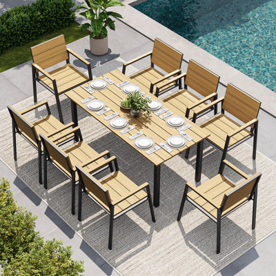 9-Piece Patio Dining Set with Umbrella Hole
