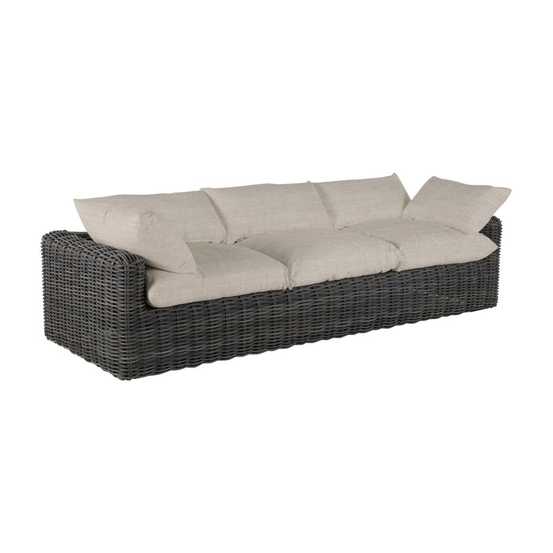 Montecito Woven Sofa - Raffia, Dove Sunbrella® Linen, No Welt, Raffia