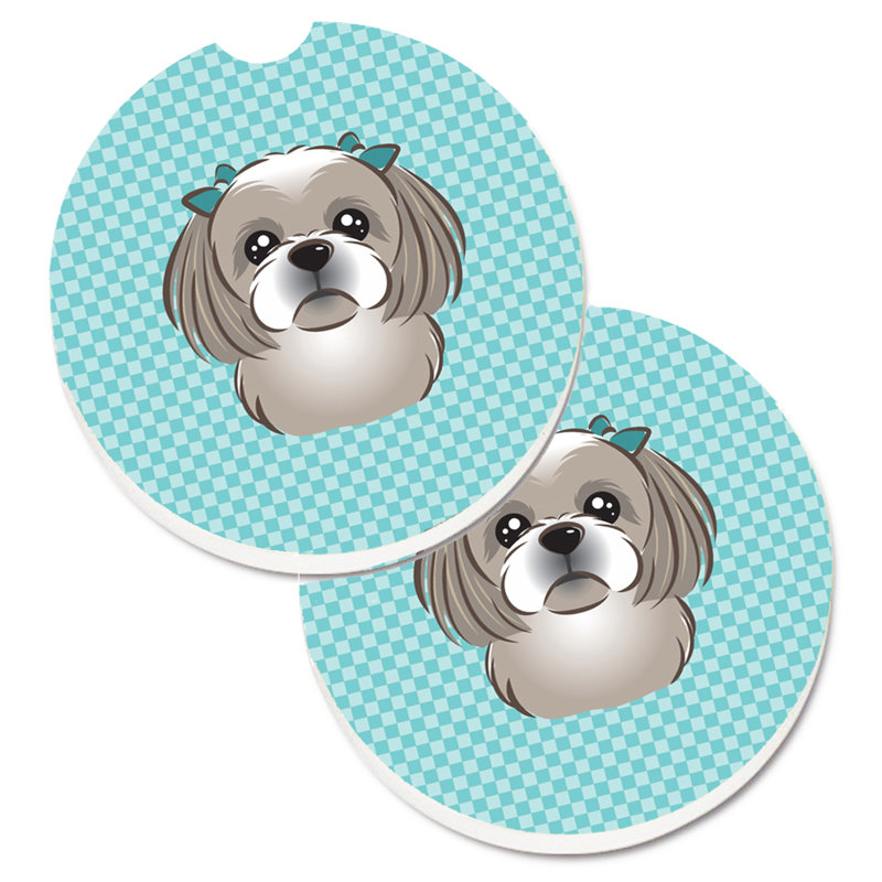 Sous-verre Retriever, Bleu, Shih Tzu gris et argenté