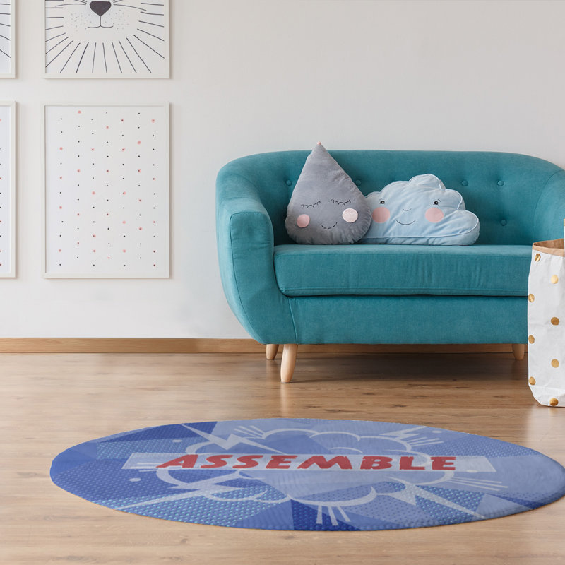 Tapis en chenille de polyester avec citations, Rond 5 pi