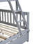 Lit superposé convertible détachable pour lit d'enfant et chambre d'amis classique en bois d'hévéa gris classique avec lit gigogne escamotable