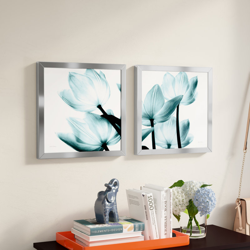 «Tulipes translucides II», ensemble de 2 impressions encadrées sur papier, H 16,5 po x l 33 po x p 1 po, Pas de tapis