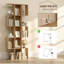 5-Tier Bookshelf, S Shaped Geometric Bookcase, Oak-420848053