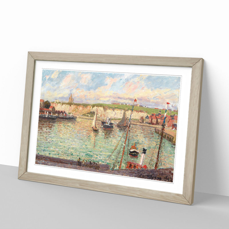 Dieppe Port by Camille Pissarro - Picture Frame Painting, 36cm H x 48cm W x 2cm D, Oak Framed
