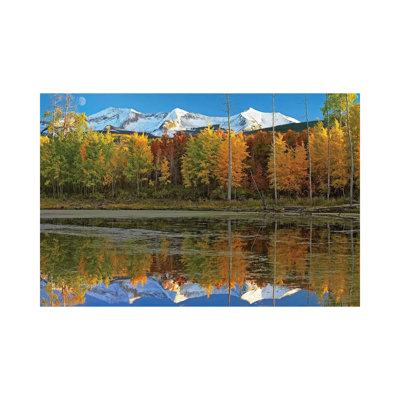 Full Moon over East Beckwith Mountain Rising Above Fall Colored Aspen Forests, Colorado 1 Piece Wrapped Canvas Wall Art