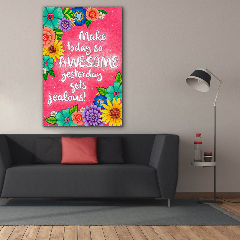 «Make Today Awesome» par Hello Angel, art mural sur toile, H 60 po x l 40 po x P 1,5 po