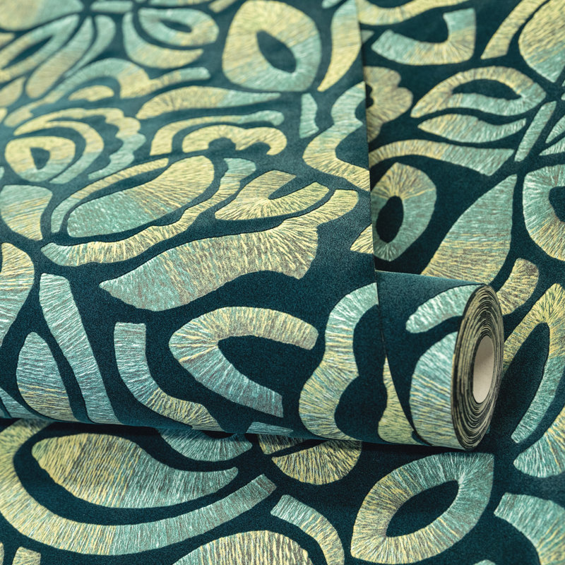 Pepper Embossed Fabric Brussels Lace Lana Wallpaper Roll, Green