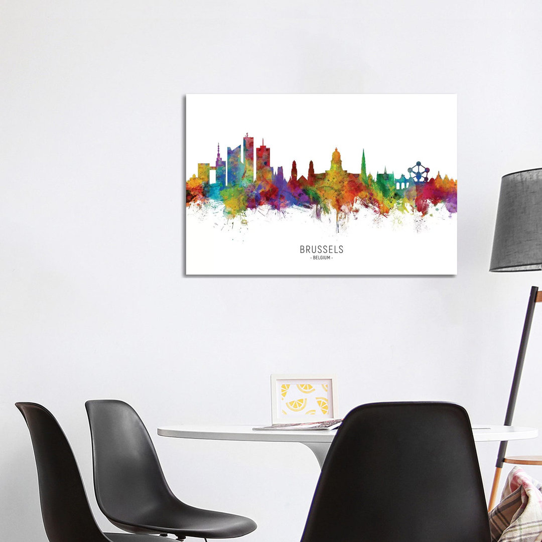 Brussels Belgium Skyline by Michael Tompsett - Wrapped Canvas Painting