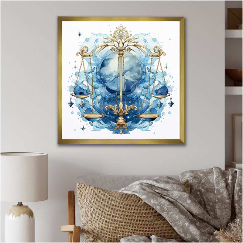 Balance, signe du zodiaque I sur toile, H 24 po x l 24 po x P 1 po, Cadre doré à une seule photo