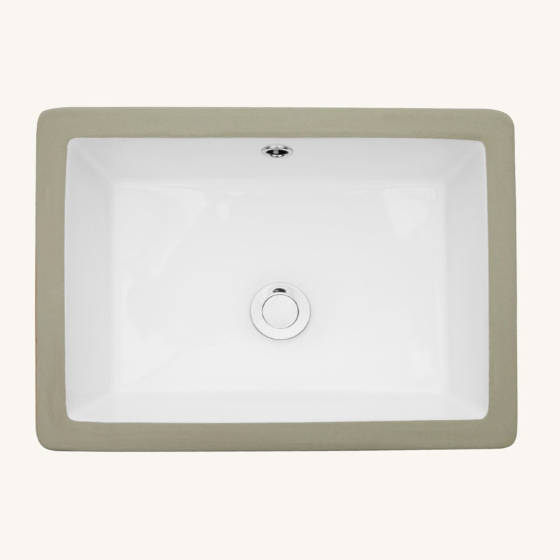 22" White Ceramic Rectangular Undermount Bathroom Sink with Overflow