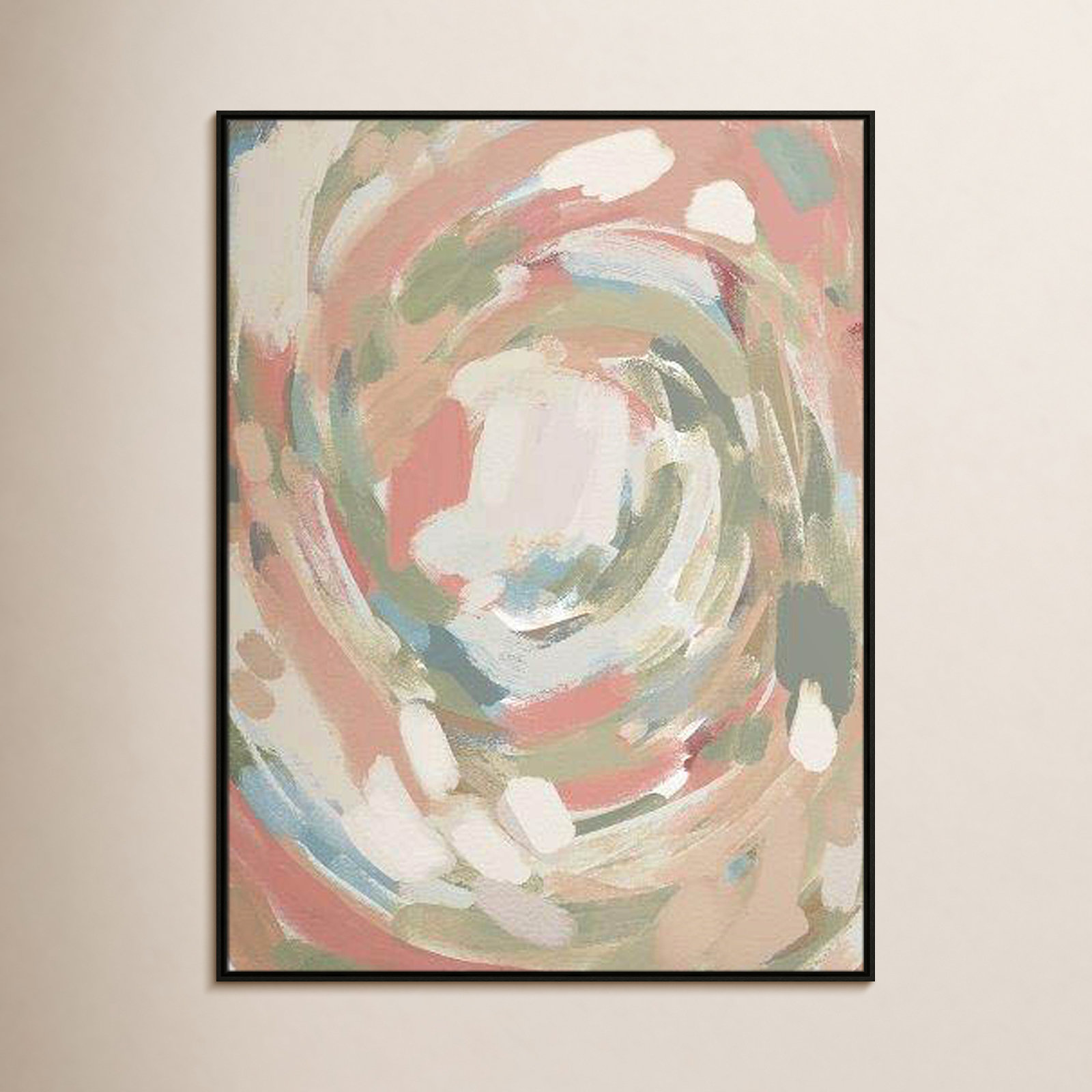 Carmelo Abstract Energy Spring Colors Framed On Canvas by Leah Straatsma Print, Espresso, 49.5" H x 37.5" W x 2" D