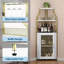 Armoire à vin de coin avec lumières DEL et porte-verre, armoire à 5 niveaux, or-404033813-404033834