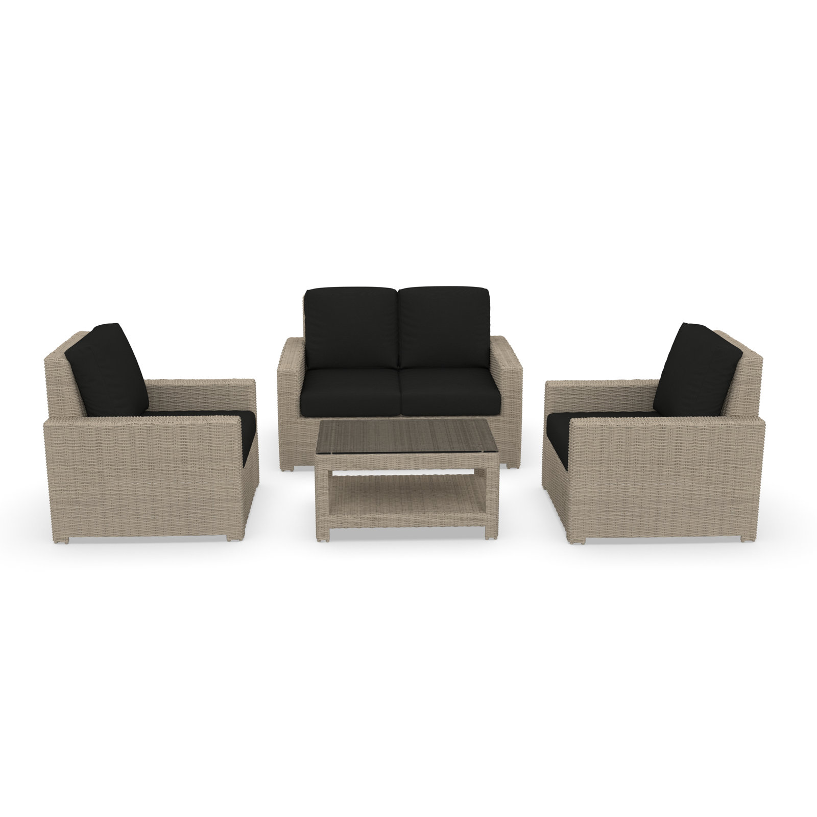 Henri 4-Person Sunbrella® Patio Seating Group, Canvas Black