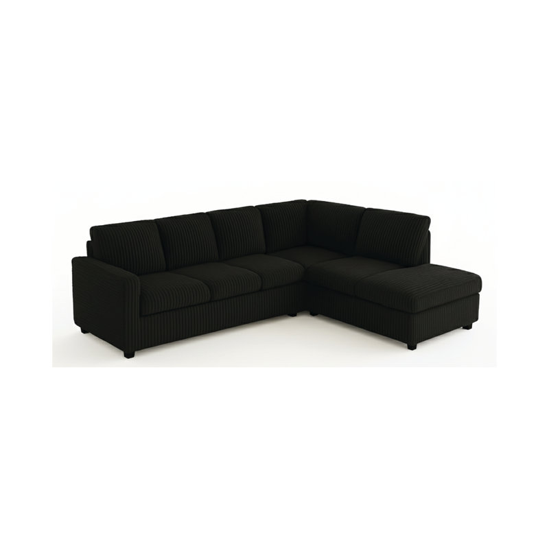 Canapé modulaire 2 pièces Elinborg, Velours côtelé noir