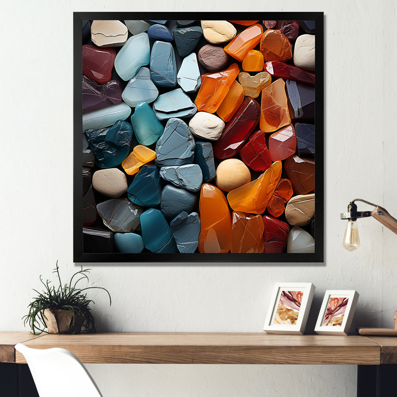 «Angelite Spiritual Stones», impression sur toile encadrée, Cadre simple noir, H 16 po x l 16 po x P 1 po
