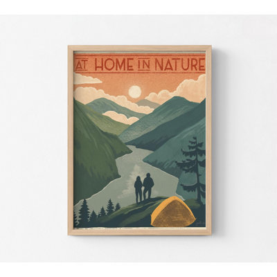 Vintage Camping Poster, Framed Camping Poster, Retro Mountains Poster Oversized Wall Art, Landscape Poster Large Wall Art, Mountains Print
