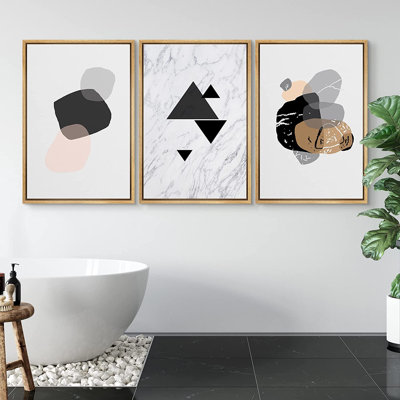 Mid Century Shape, 3 pièces, reproduction d'art sur toile