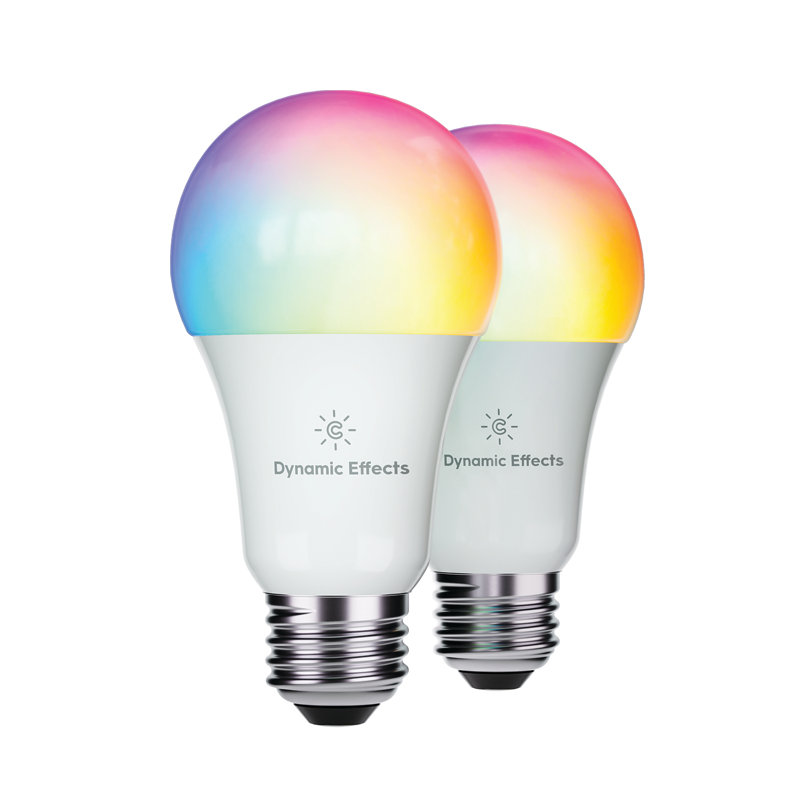 GE Cync Dynamic Effects Smart A19 LED Light Bulb, Matter Compatible, Color Changing (2 Pack)
