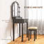 Ensemble de meuble-lavabo avec miroir et tabouret, bureau de meuble-lavabo avec rangement, noir