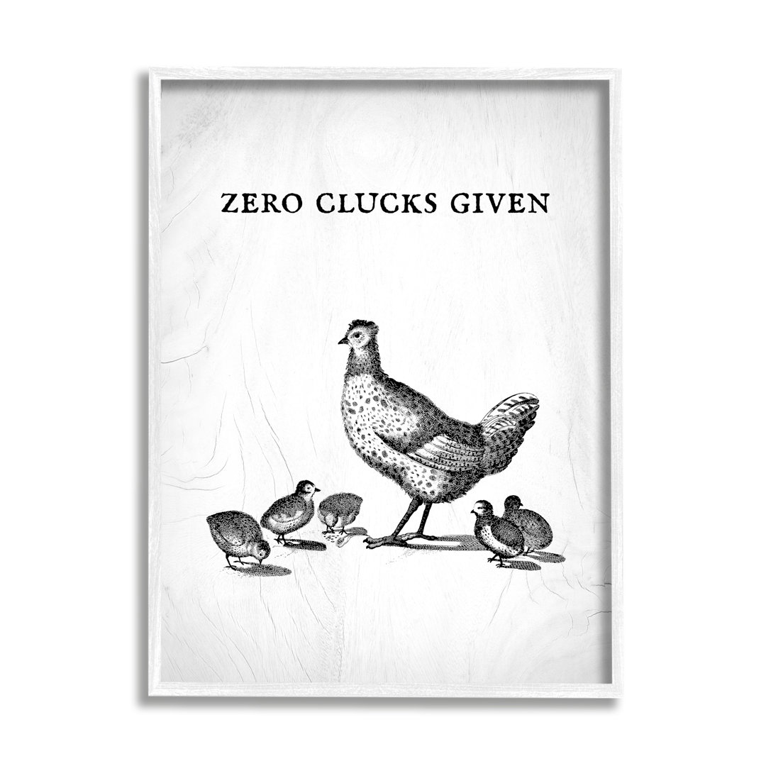 " Zero Clucks Given Funny Phrase Chicken Pun " Stupell Industries 