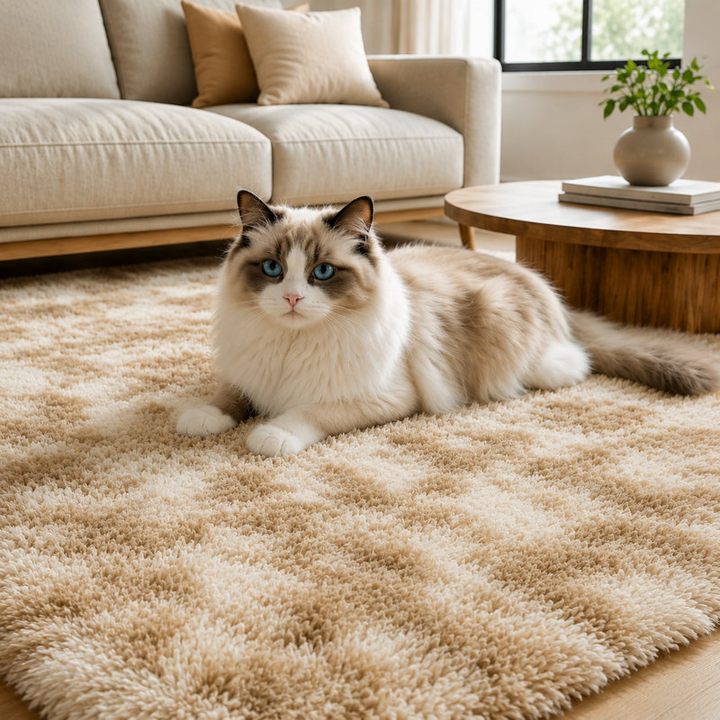 Beige Brown Fuzzy Area Rug - Ultra Soft Shag Rug for Living Room, Bedroom, Christmas Decor, Non-Slip Plush Carpet for Modern Home