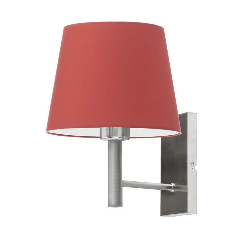 Axinia Armed Sconce, Brushed Steel, Red