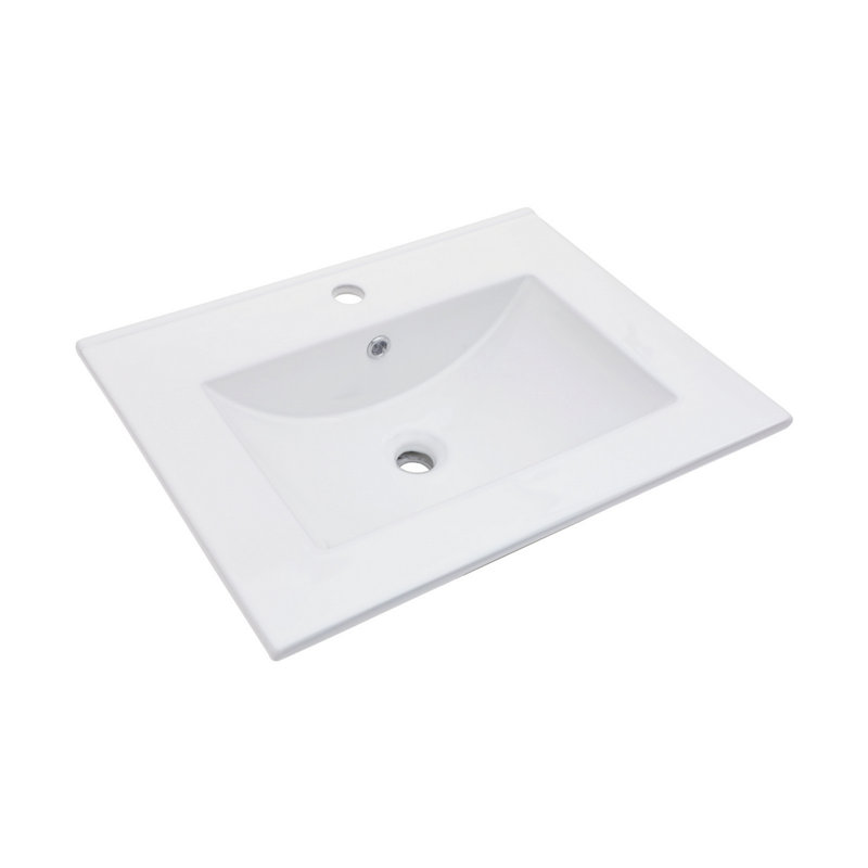 Lavabo rectangulaire simple avec 1 trou de robinet et trop-plein, Simple