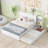 Queen Size Storage Platform Bed With Pull Out Shelves And Twin  XL Size Trundle, White