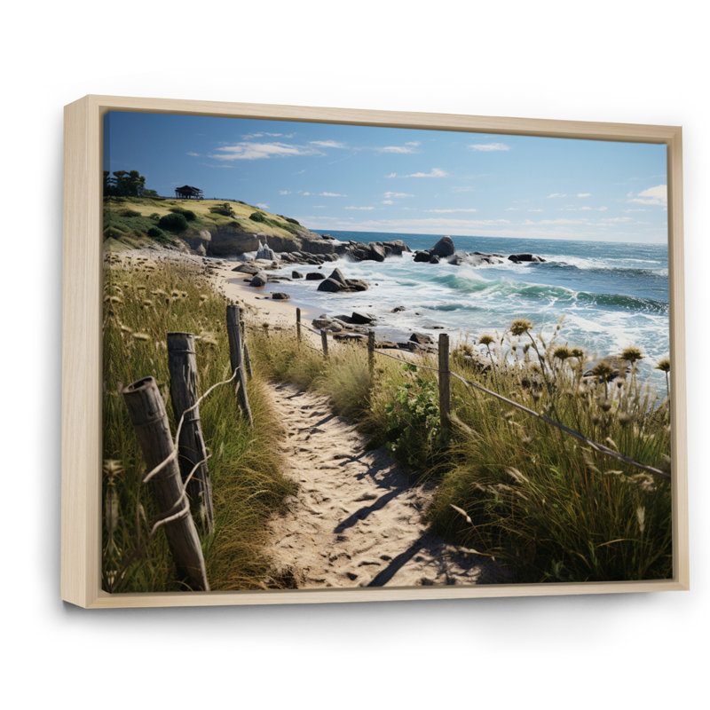 Paysage de plage Whittman Path sur toile, Cadre naturel flottant, H 24 po x l 32 po x P 1 po