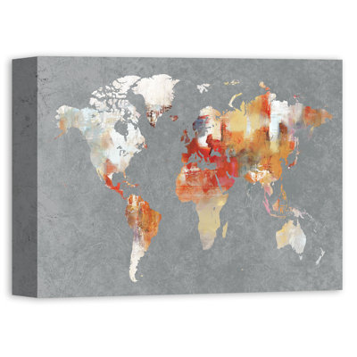 « world map », reproduction de peinture à l’aquarelle sur toile horizontale