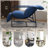 Upholstered Modern Metal Framed Blue Polyester Blend Sling Accent Chair-768193205