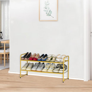 Luxury Shoe Store Furniture Golden Metal Wall Mounted Shoes